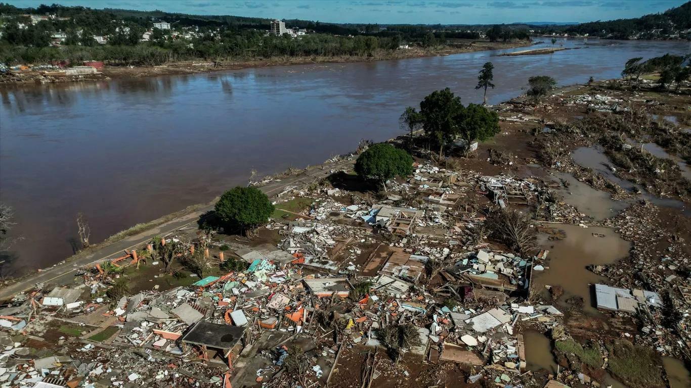 Cidades foram destruídas na enchente de maio de 2024 - crédito: Nelson Almeida_AFP_Metsul Meteorologia